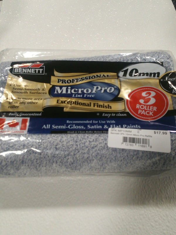 Bennett Professional 3pk Micro Pro Lint Free 10mm Roller Sleeves
